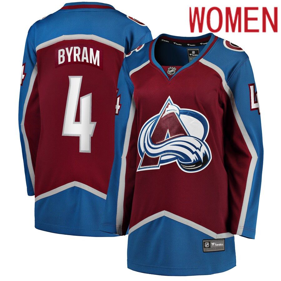 Women Colorado Avalanche #4 Bowen Byram Fanatics Branded Burgundy Home Breakaway Player NHL Jersey->women nhl jersey->Women Jersey